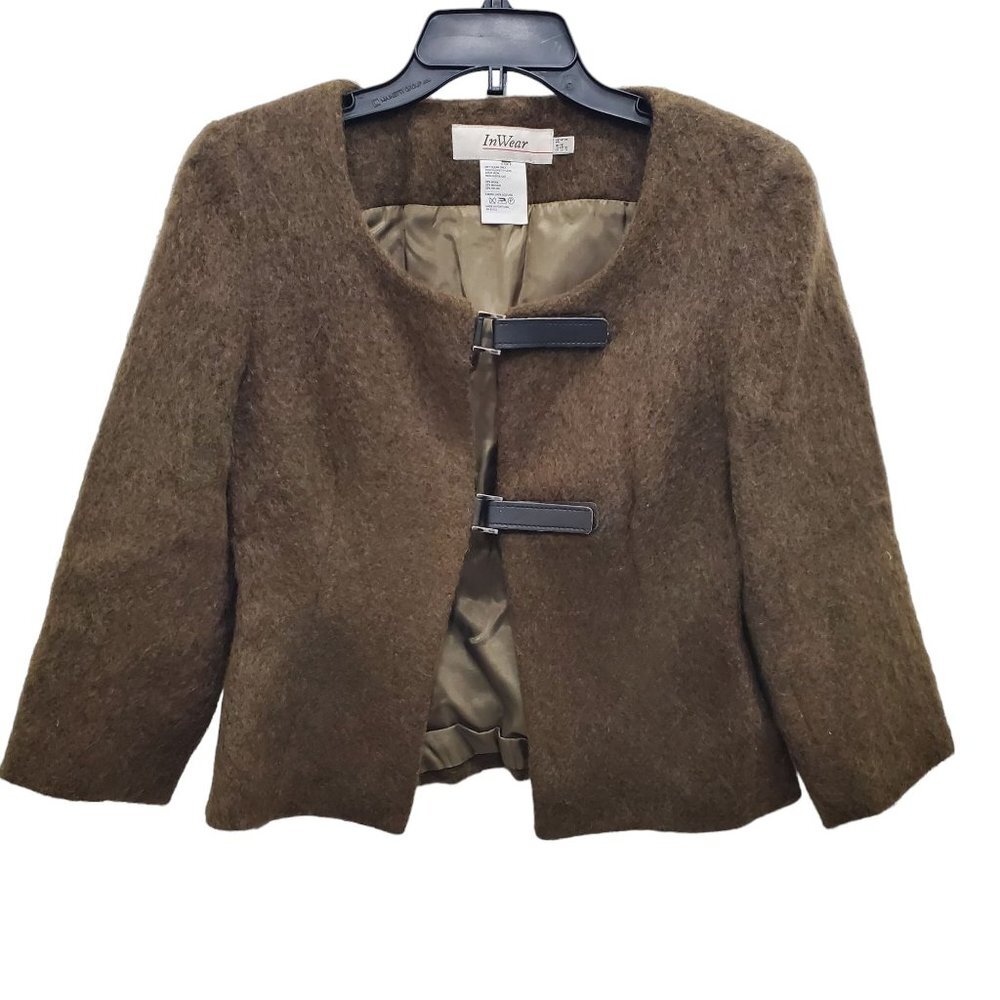 InWear Women's Brown Wool Mohair Blend Outlander Belted Front Cardigan Size US 4